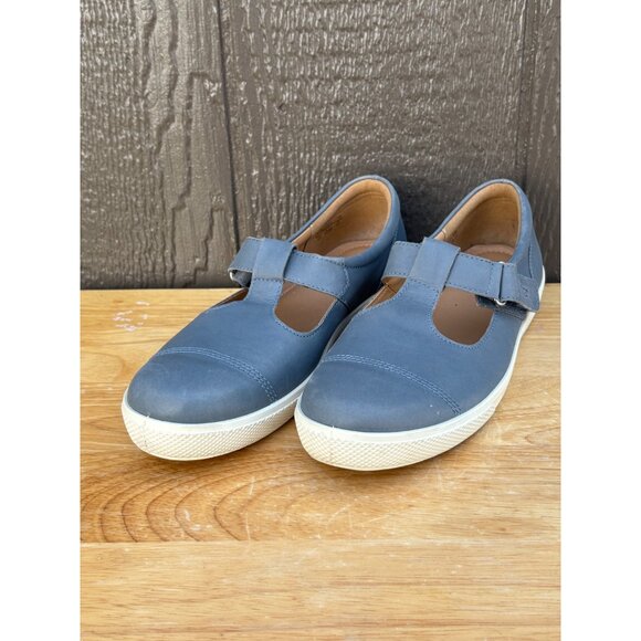 Hotter Lily Leather Mary Jane Blue Shoes Sneakers Comfort Size 8.5" England - Picture 1 of 12